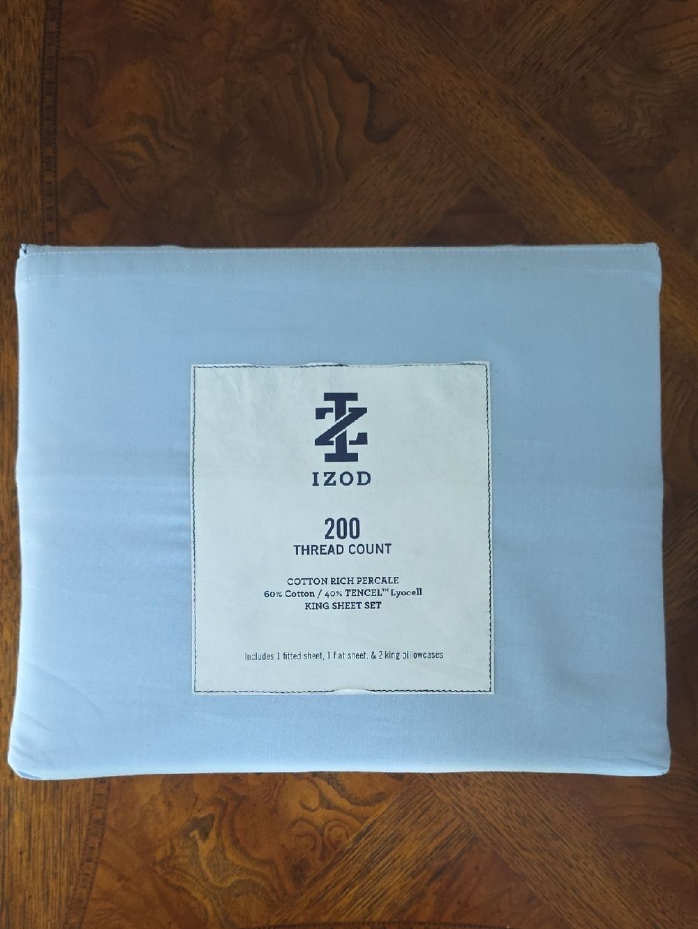 Izod Light Celestial Blue King 4-piece Sheet Set - 200 Thread Count - NEW